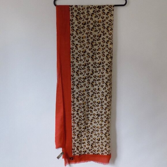 Spartina 449 100% Wool Scarf Lightweight Orange Brown Tan - Picture 2 of 6